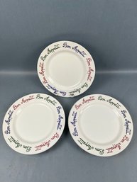 5 Bon Appetit Dinner Plates By Furio Off Italy.