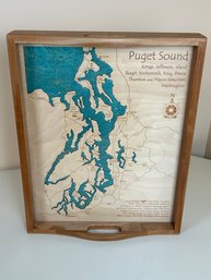 Puget Sound Relief Map Of Puget Sound Wildlife Wood Tray By Lake Art LLC
