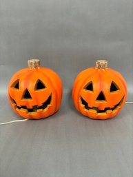 Two Light Up Pumpkins