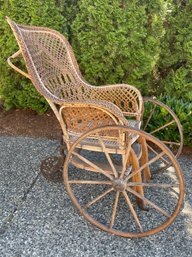 Antique 3 Wheel Rattan Invalid Boardwalk Rickshaw Bloch Rolling Chair