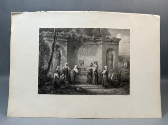 C Cousen Fountain Near Lake Como Print