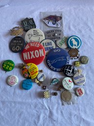 Lot Of Vintage Advertising And Political Pins