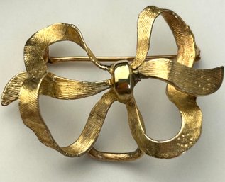 14k Yellow Gold Bow Pin