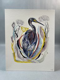 Original Watercolor Of Crane