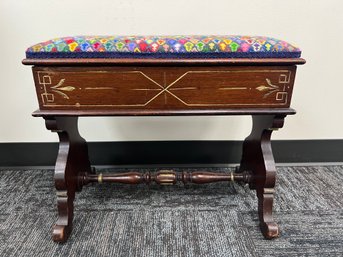 Cloth Covered Foot Stool With Storage.