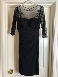 Womens David Meister Black Beaded Sheer Top Cocktail Dress - Size 6