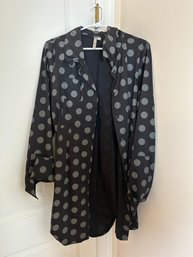 Womens Comfy USA Long Shirt Dress - Black And Gray Polka Dot - Size Medium