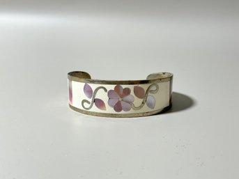 Alpaca Floral Inlay Cuff Bracelet