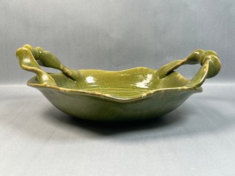 Rustic Green Ceramic Centerpiece Bowl