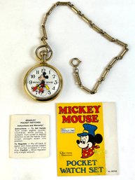 Vintage Bradley Time Mickey Mouse Pocket Gold Watch
