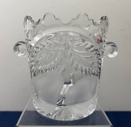 Crystal Ice Vessel W/pear And Apple Motif