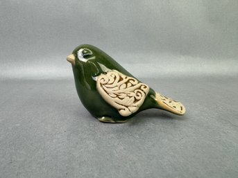 Small Green Ceramic Bird