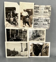 B & W Vintage Cars Photos Set Of 8