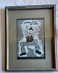 Black And White Marionette Print In Vintage Frame- Local Pick Up Only