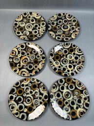 Set Of Six Abstract Vierti Bread Plates