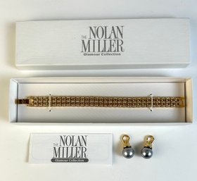 Nolan Miller Glamour Collection Gold Bracelet W/Earrings