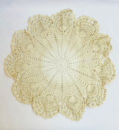 Vintage Crocheted Beige Table Scarf
