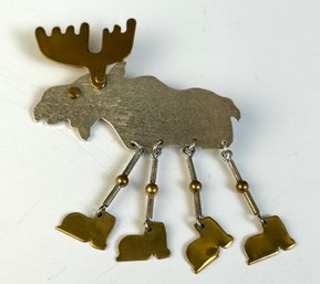 Vintage Moose In Boots Dangled Pin