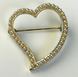 Vintage Heart Shaped Costume Jewelry Brooch
