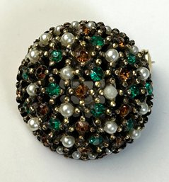 Vintage Studded Costume Jewelry Brooch