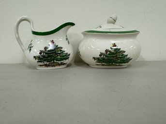 Spode -cream & Sugar- Christmas Tree - England