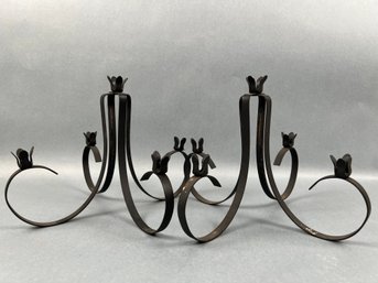 2 Black Metal Candleholders.