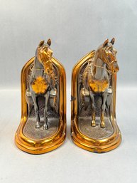 Vintage Cast Metal Horse Bookends