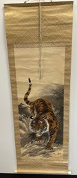 Nice Old Japanese Scroll Art With A Tiger.