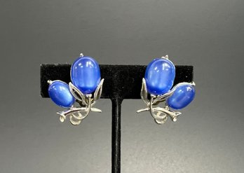 Lisner Blue & Silvertone Earrings