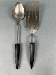 Vintage Androck Stainless Black Bullet Spoon And Spatula.