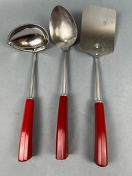 3 Vintage Bakelite Handled Serving Utensils.