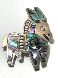 Vintage Iridescent Taxco Silver Donkey  Pin