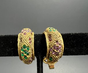 Bergere Vintage Rhinestone Pair Of Clip Earrings