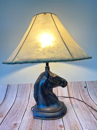 Vintage Metal Horse Lamp With Hide Shade (#1) Local Pick Up Only