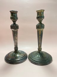 Pair Of Ornate Silver Plate Candlesticks