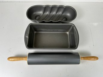 2 Loaf Pans And Rolling Pin