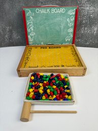 Chalk/pegboard With Pegs And Hammer