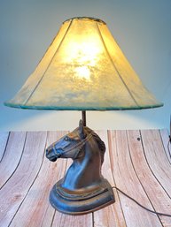 Vintage Metal Horse Lamp With Hide Shade (#2)-Local Pick Up Only
