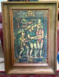 Large Reproduction Print Of The Injured Clown By Georges Rouault In Heavy Wood Frame