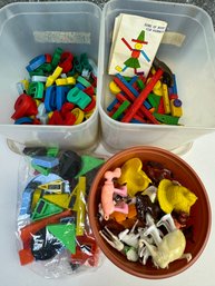 Assortment Of Blocks And Magnetic Letters And Farm Animals