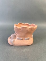 Pink Porcelain Baby Shoe Planter.