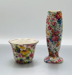 2 Chintz Pieces-Lord Nelson Ware Vase, Royal Crown-melody Chintz