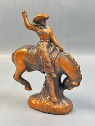 Vintage Copper Bucking Bronco Statue