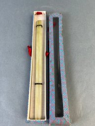 Pair Of Stone Carved Chopsticks In Decorative Box.