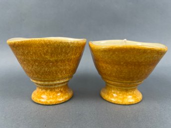 2 Vietri Handmade Clay Candleholders.