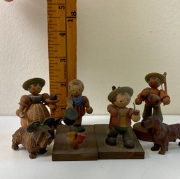 Wood Figurines. Made In Italy. 2 Inches High