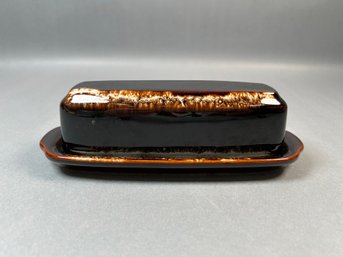 Pfaltzgraff Brown Drip Glaze Covered Butter