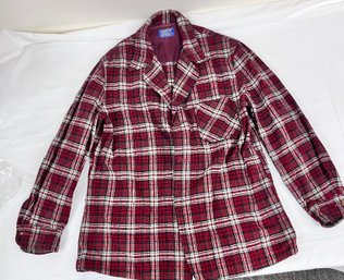 Large Red And Gray Plaid Pendelton Wool Shirt.