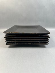 Set Of Six Vierti Black Square Plates