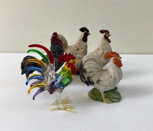 Lot Of 5 Roosters. 2.5 Inches High